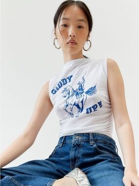 Project Social T Giddy Up Ruched Tank Top | size medium